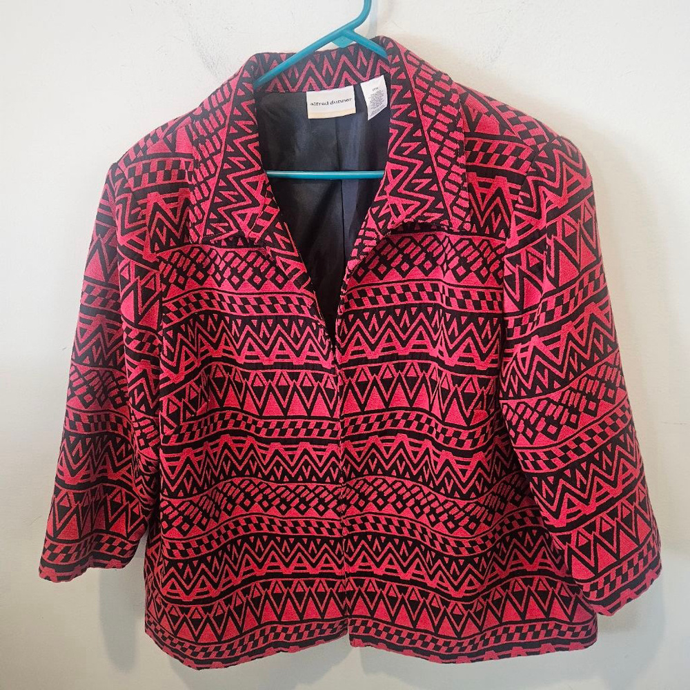 Women's Alfred Dunner Red & Black Geometric Blazer Plus Size 20W